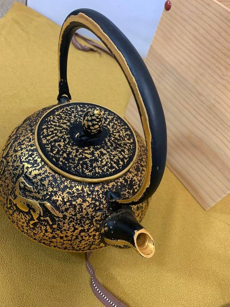 南部岩鋳 純金純銀着美濃華林作鉄瓶